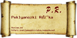Peklyanszki Réka névjegykártya
