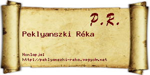 Peklyanszki Réka névjegykártya